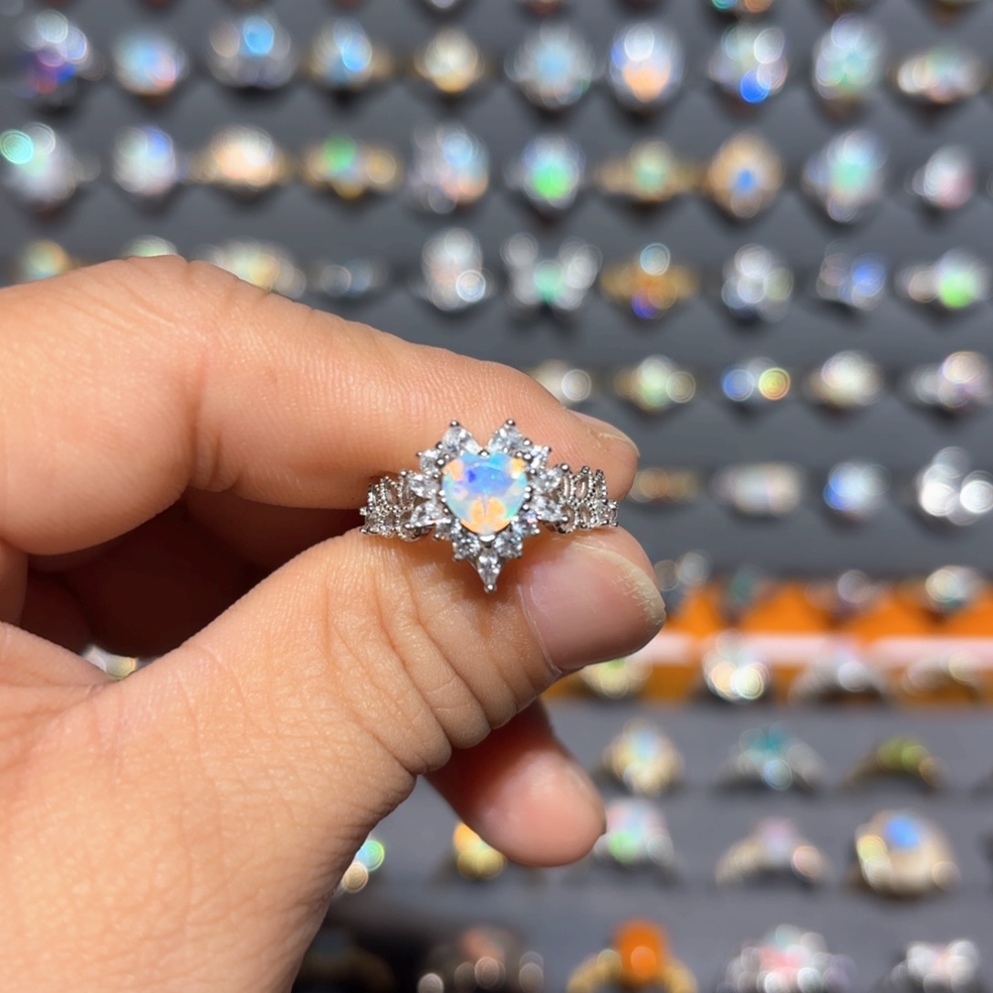 欧泊戒指银S925镶嵌戒指