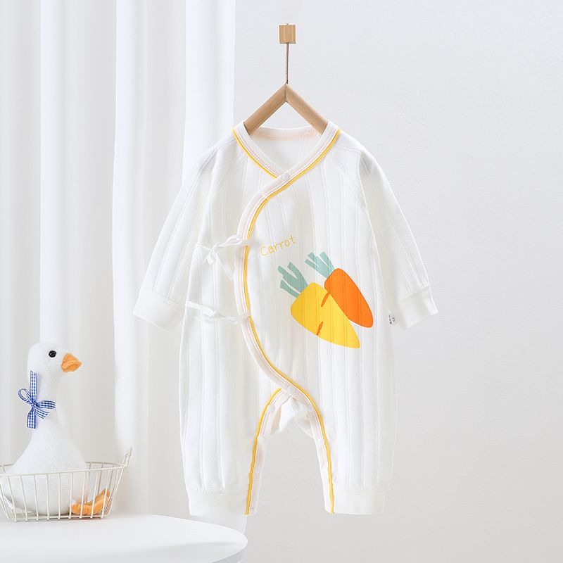 新生儿婴儿连体衣纯棉无骨长袖四季款爬服宝宝衣服蝴蝶和尚哈衣