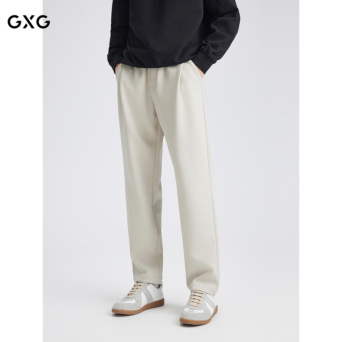 GXG男装 肌理坑条西裤锥形通勤长裤休闲裤 25秋新品#G25D023124