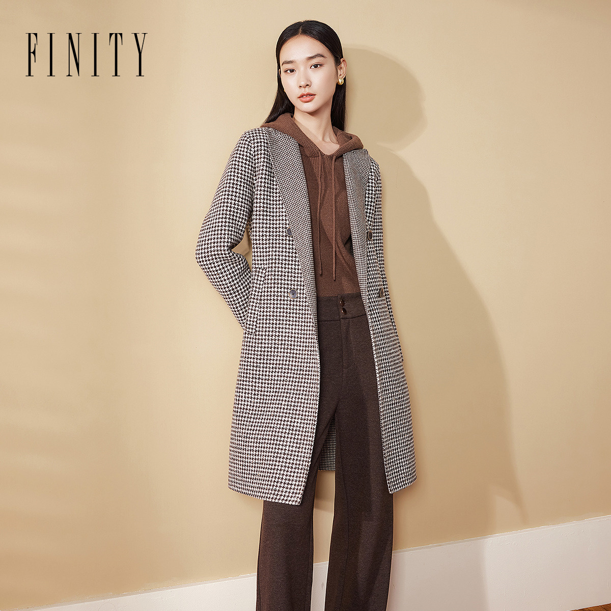 【粉丝专享】FINITY 新品大衣长袖针织时尚休闲中长款 F20VD7152D