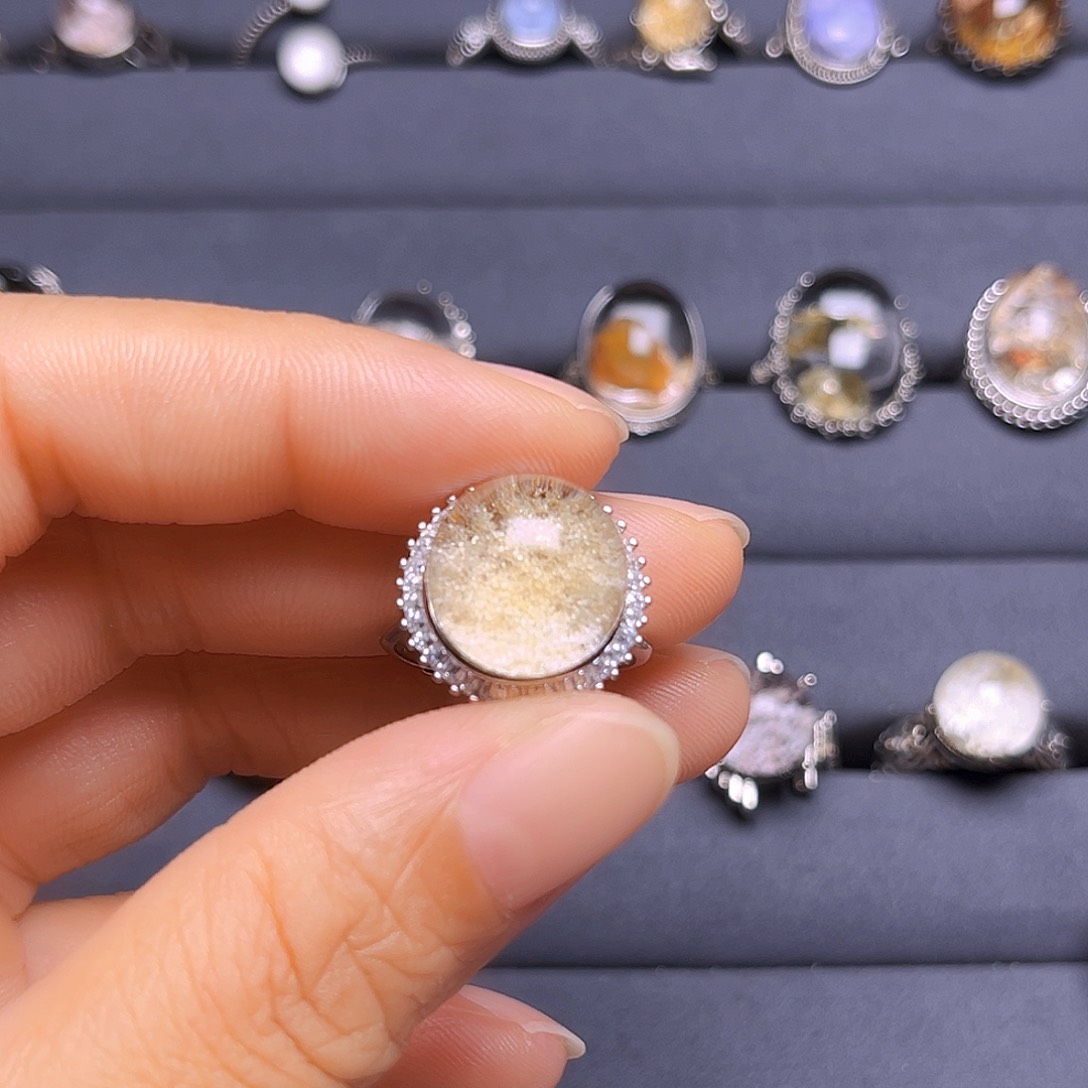 水晶戒指银S925镶嵌倔**生天然