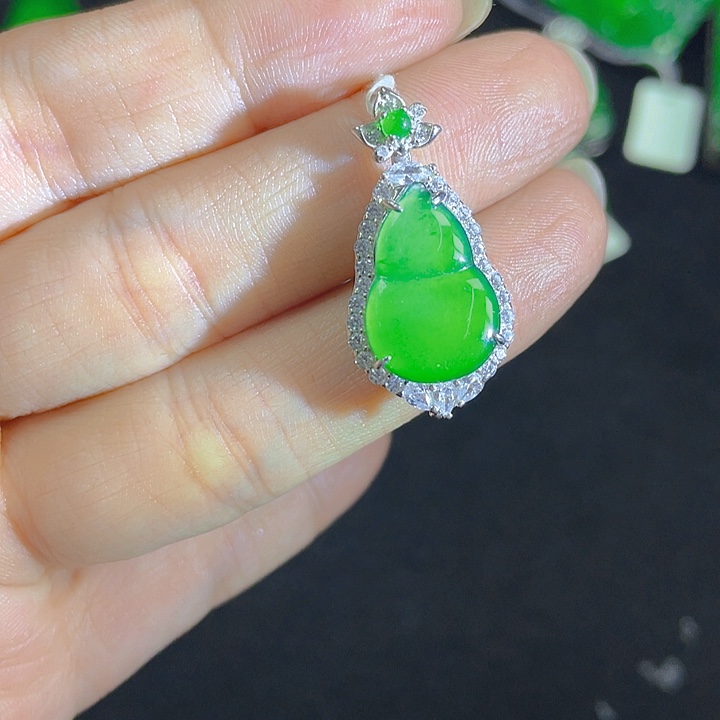 翡翠银S925镶嵌吊坠(不含链)