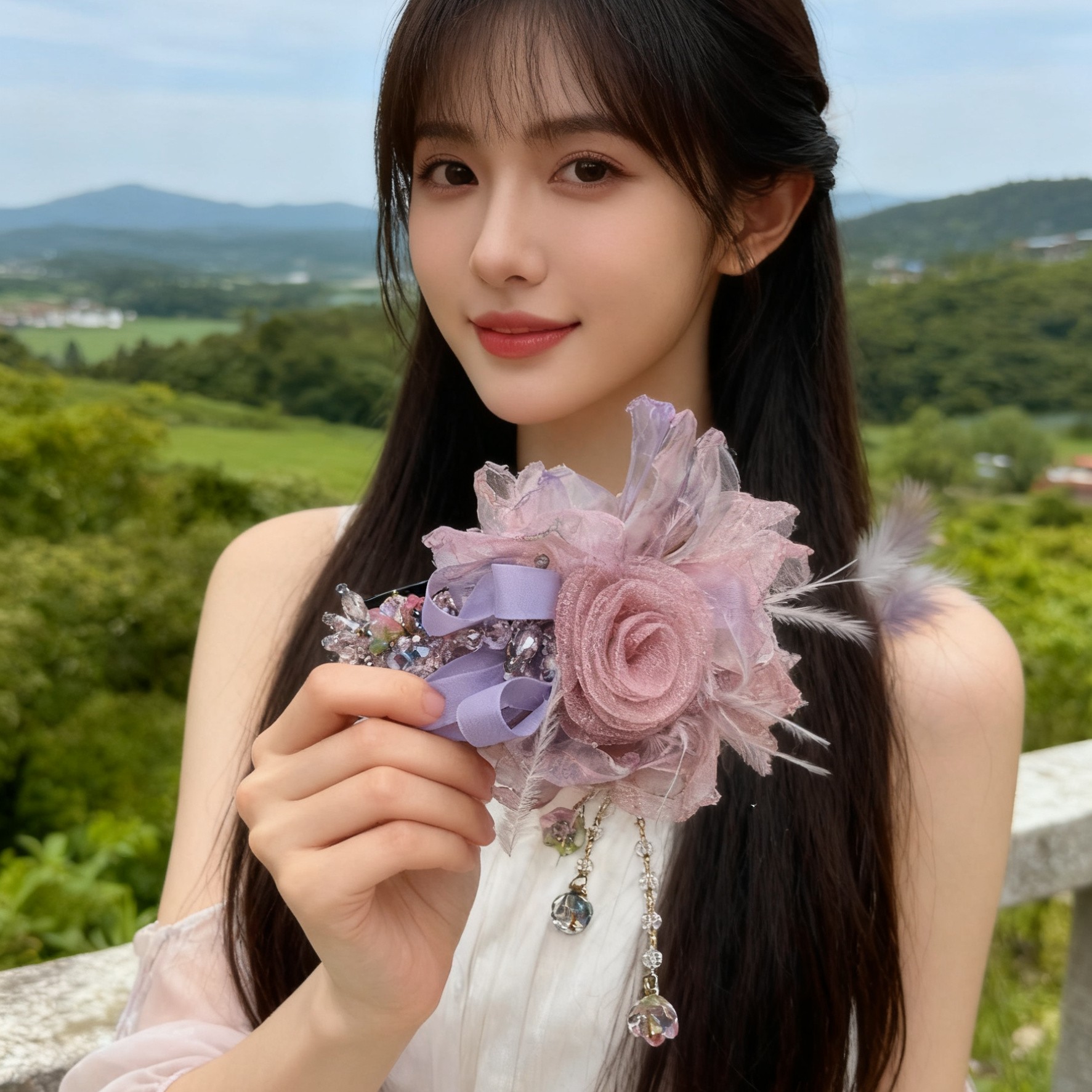 A8080编号紫莹轻奢发饰蝴蝶结懒人夹