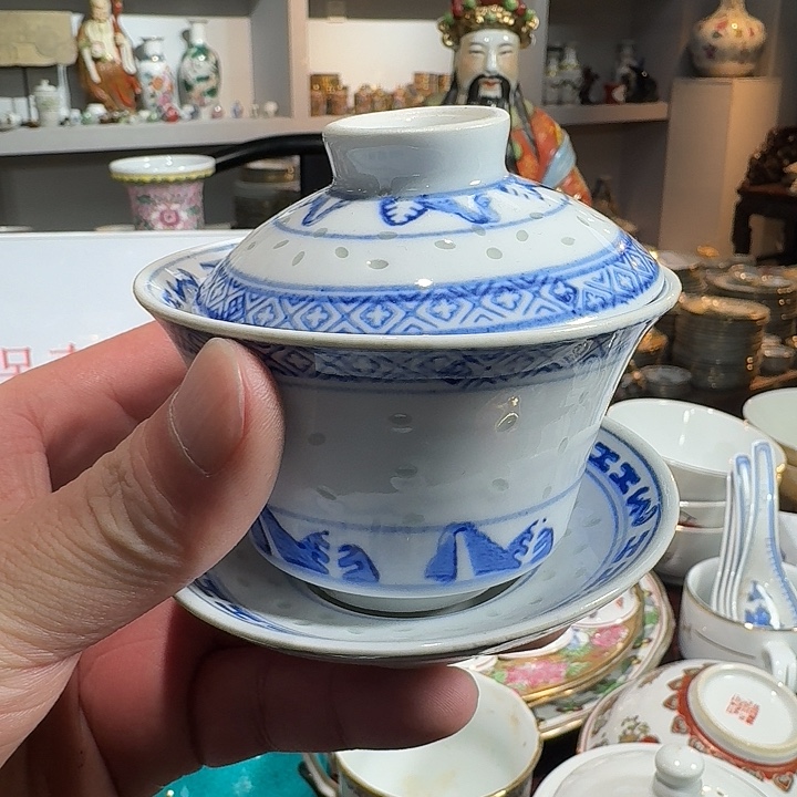 陶567青花玲珑茶碗