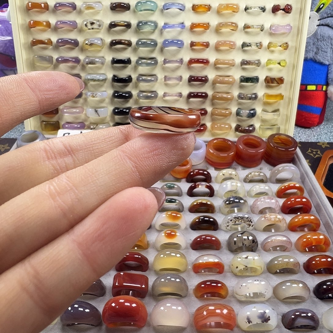 玛瑙/玉髓未镶嵌戒指B19不退换18港18