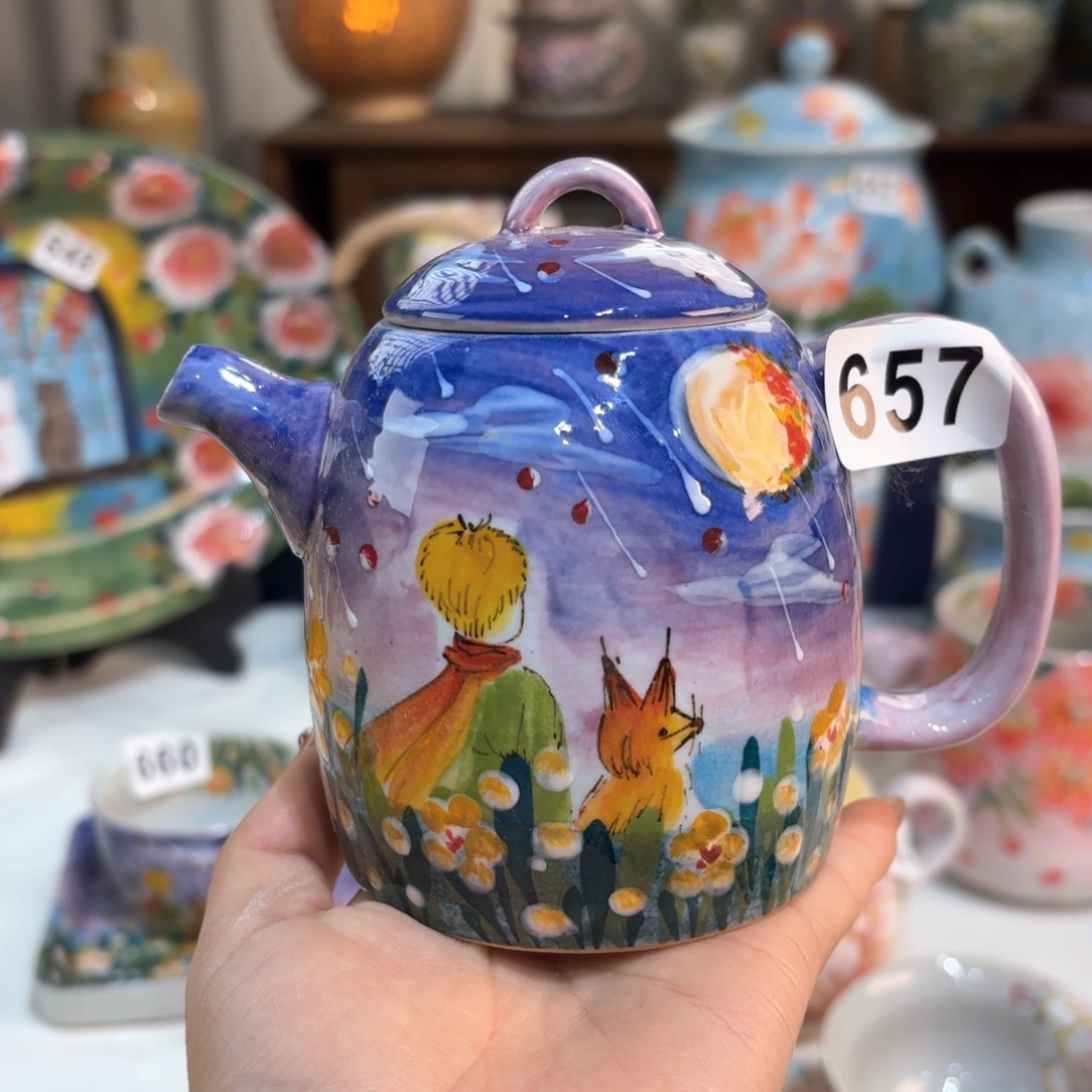 景德镇手绘高温釉下彩陶瓷茶具