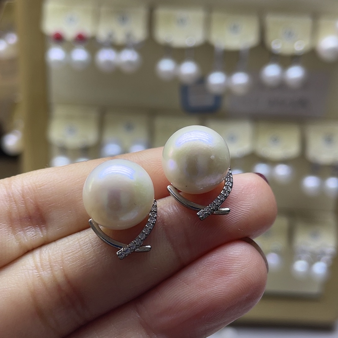 淡水珍珠耳饰银S925镶嵌