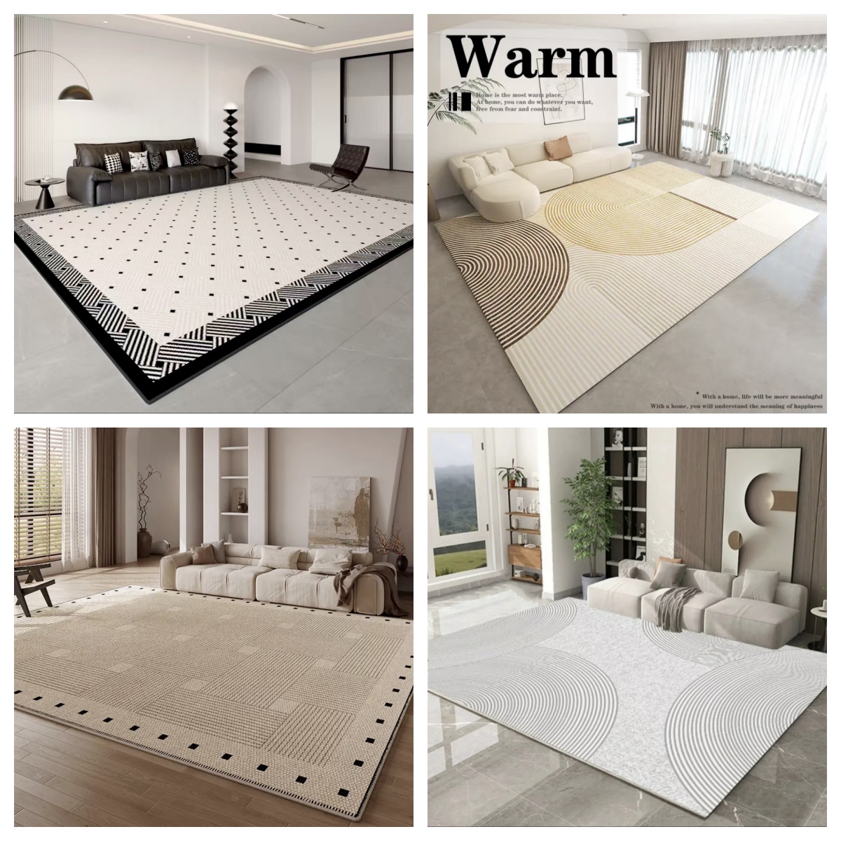 《新款客厅地毯》轻奢高级感卧室沙发茶几地毯 家用 可擦防滑免打理