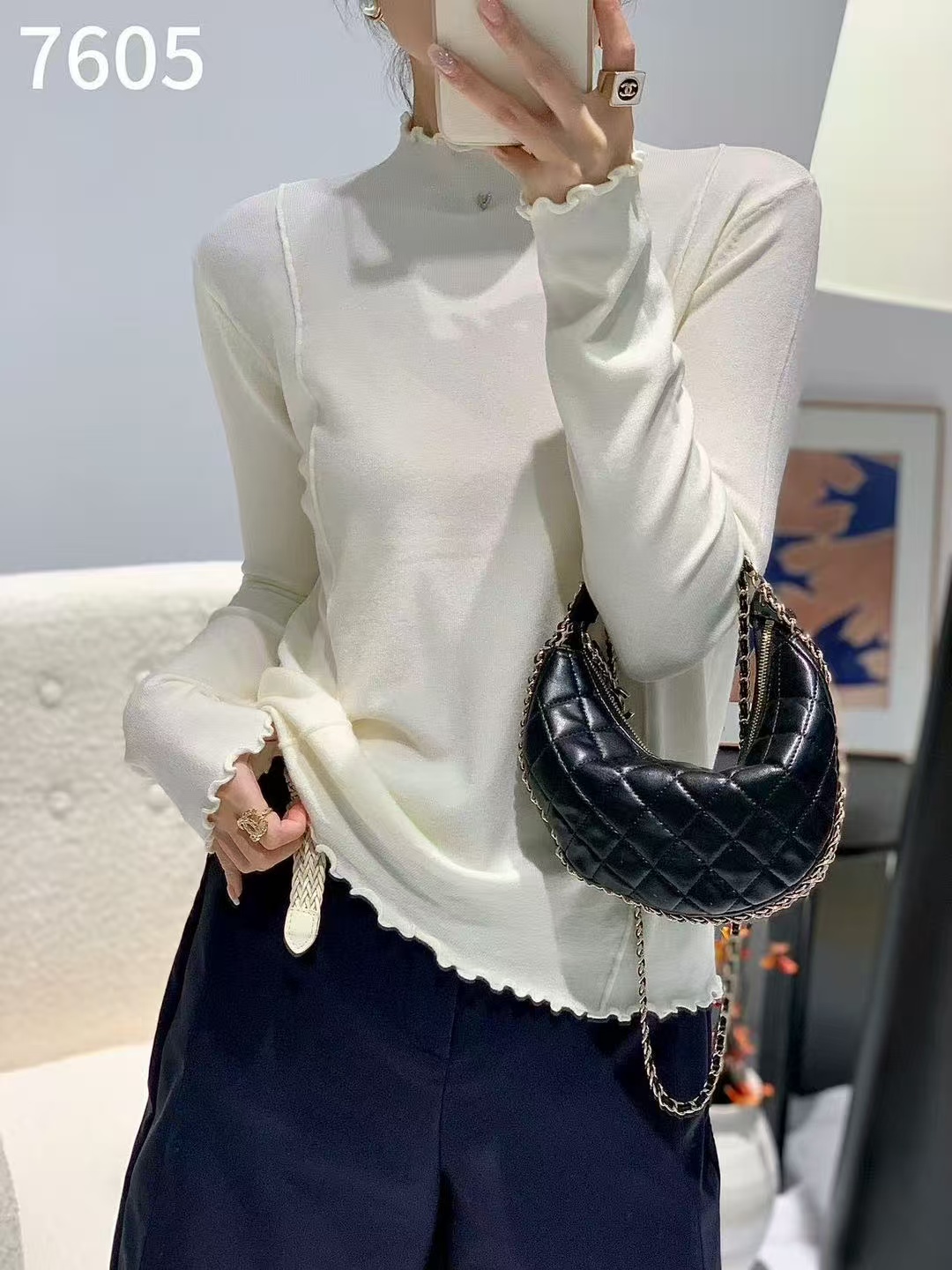 （糯叽叽）鱼骨木耳边打底衫