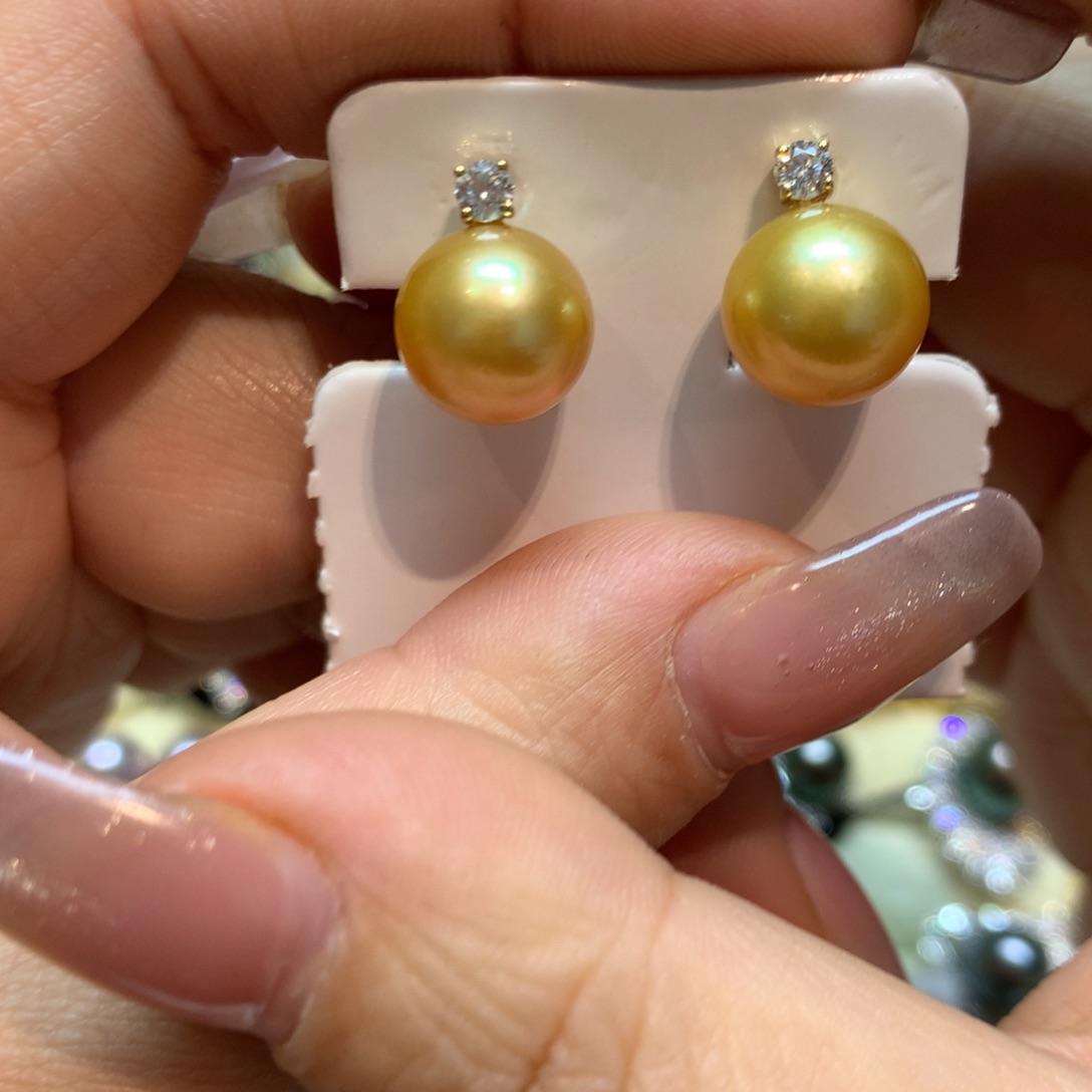 海水珍珠耳饰14K金镶嵌