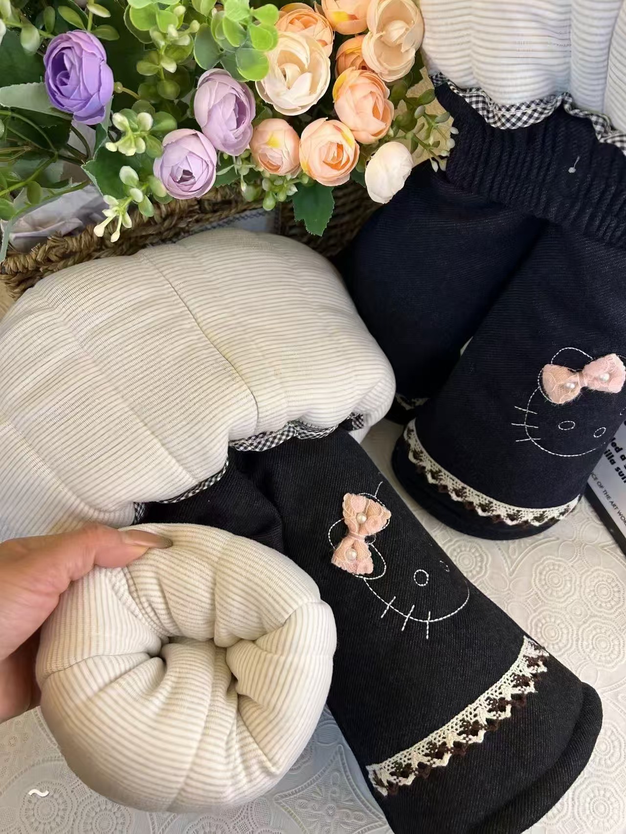 【四层加厚】牛仔微喇女童棉裤冬季显瘦卡通风中筒加厚百搭风女儿童