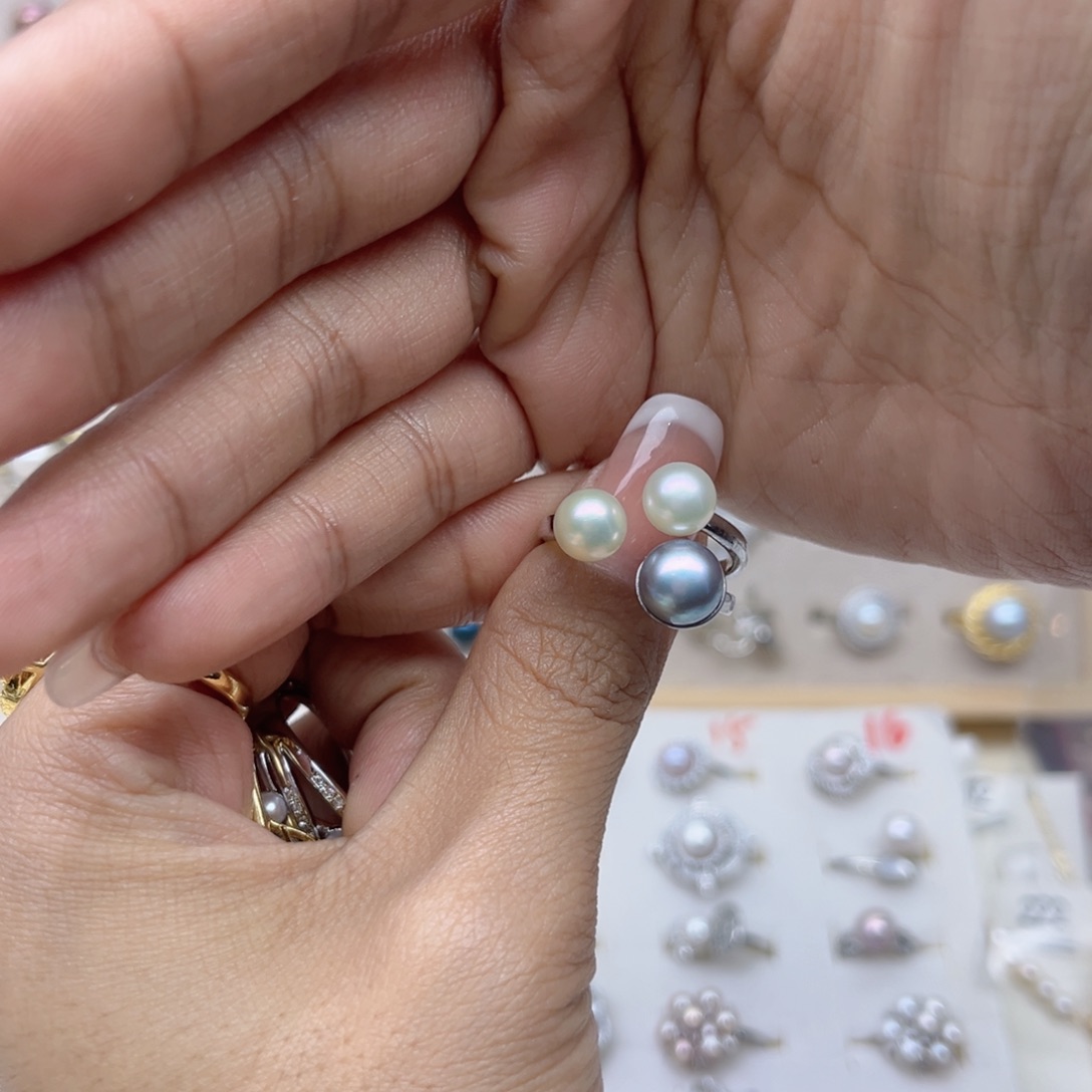大***a戒指淡水珍珠合金