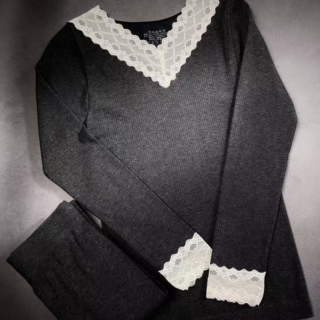 V领高弹修身保暖套装12115