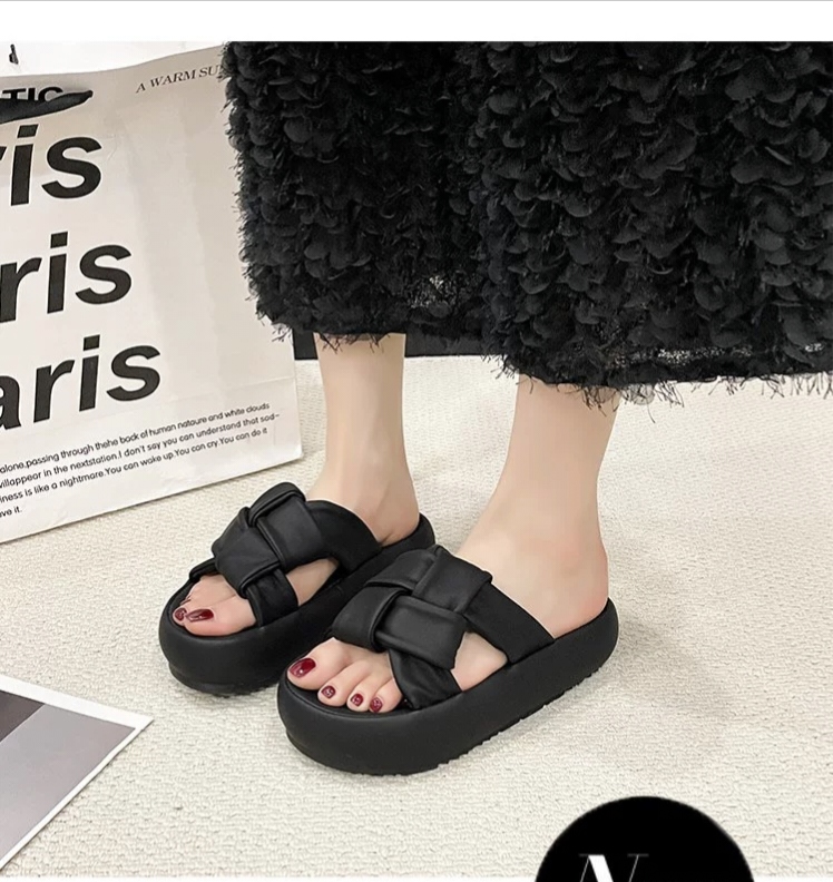 9955夏季松糕底女防滑拖鞋韩版百搭高质感穿搭