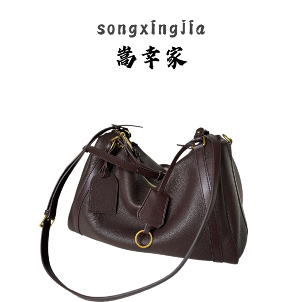 新款枕头包自然摔纹牛皮 手提腋下斜挎