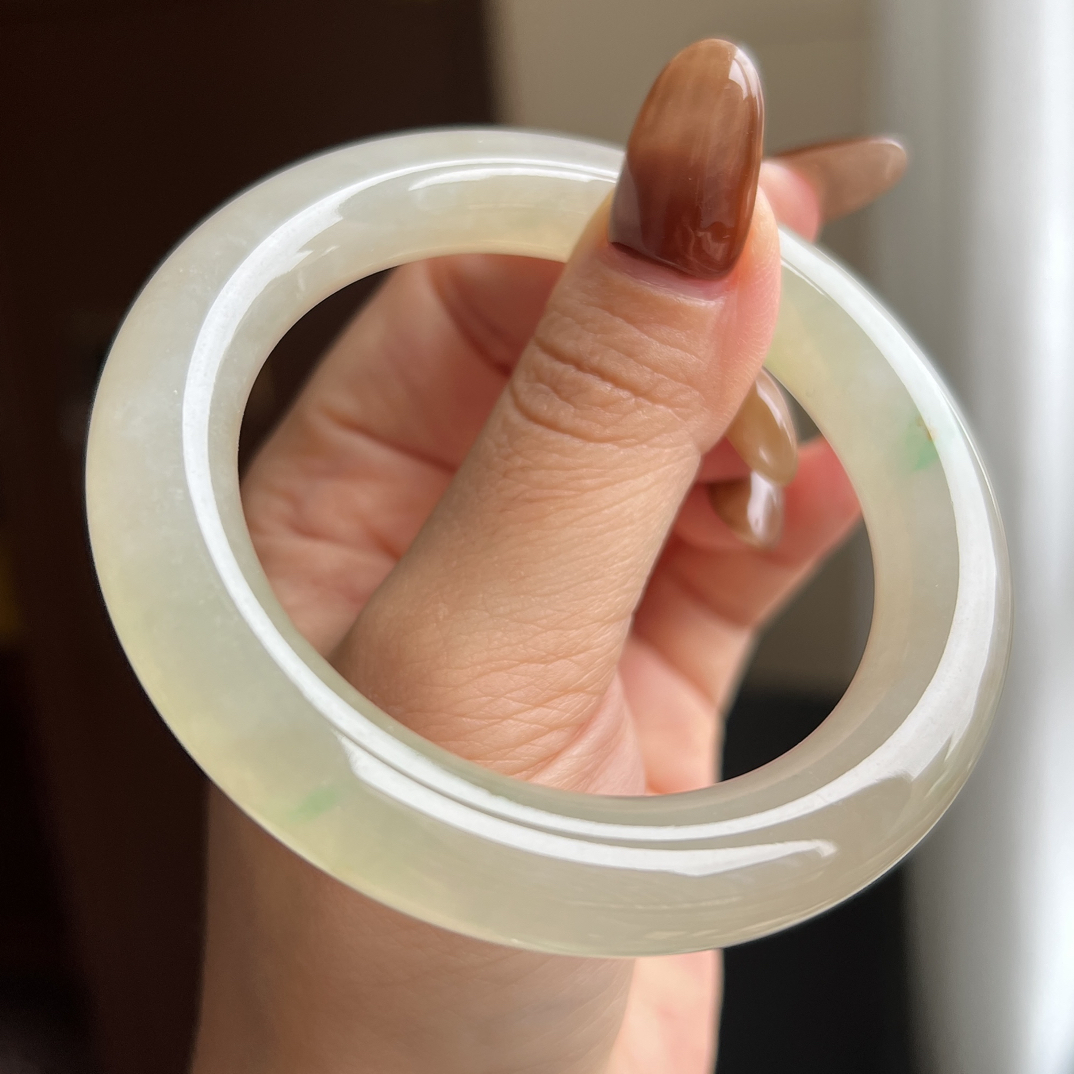 冰种满色黄翡圆条翡翠手镯55-56圈口BH2503055