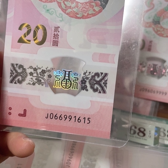 塑料2025年蛇年纪念钞号码如图所示