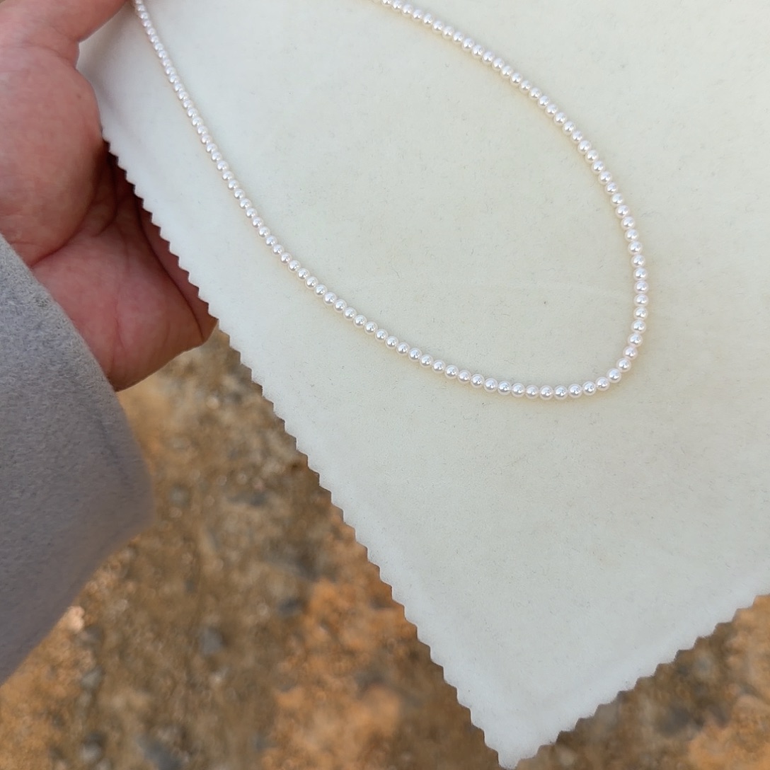 颈饰银S925镶嵌淡水珍珠3-4无核极光镜面无暇炫彩冷白