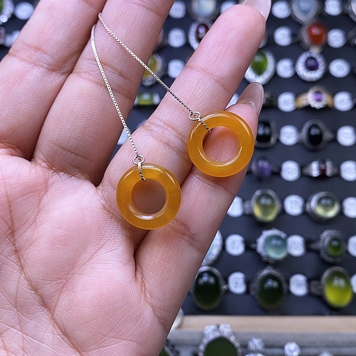 岫玉耳坠未镶嵌耳坠