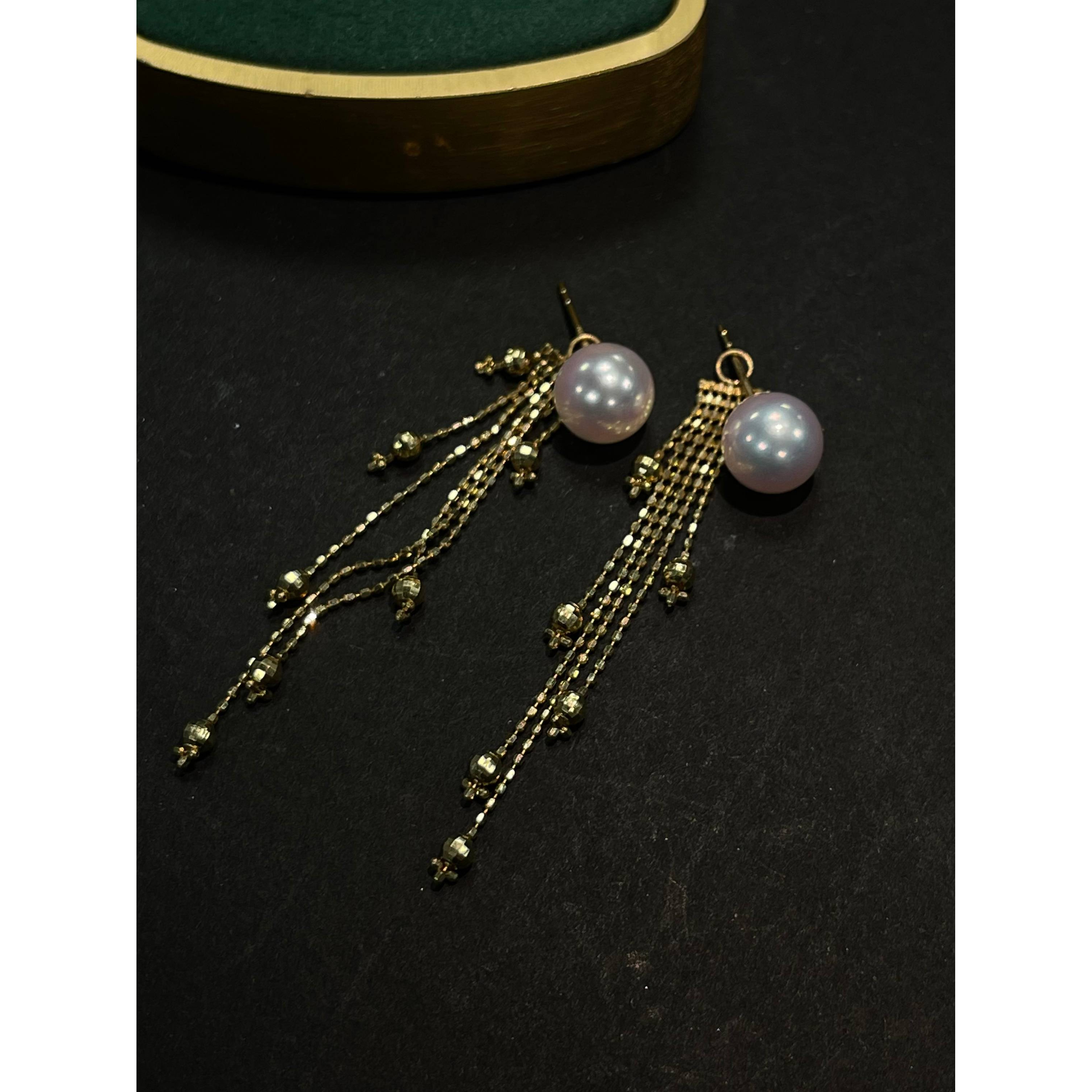 【T&B】18K金海水AKOYA珍珠两戴流苏耳线耳钉