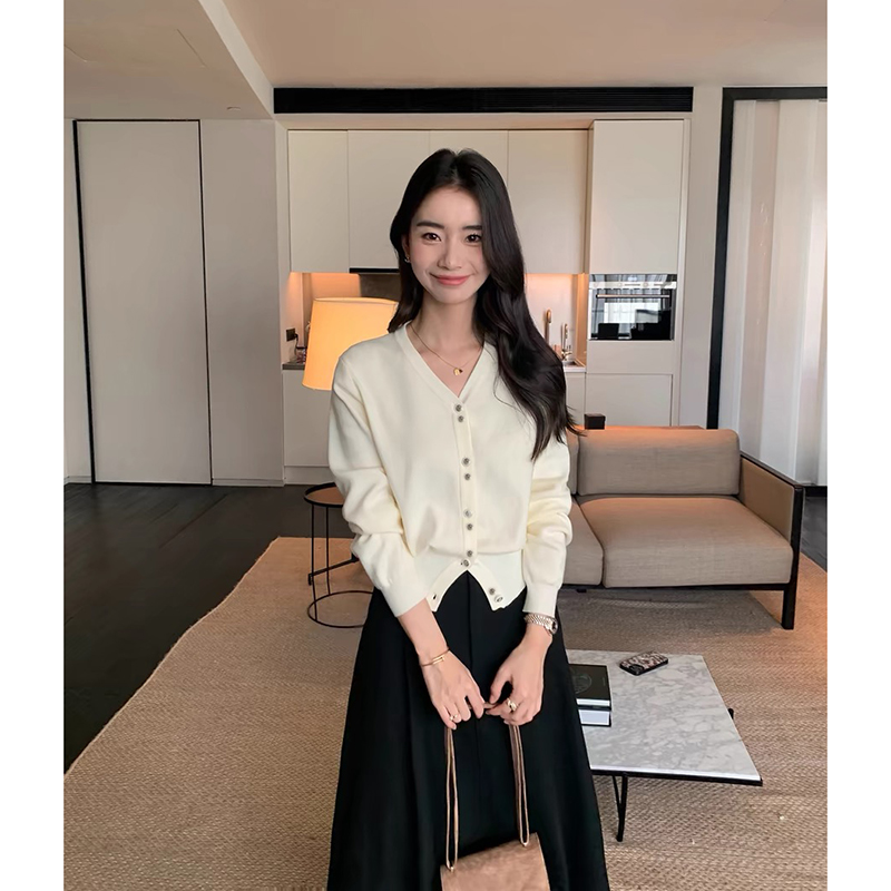 【黑色】开衫外套3635超柔软高品质V领针织毛衣