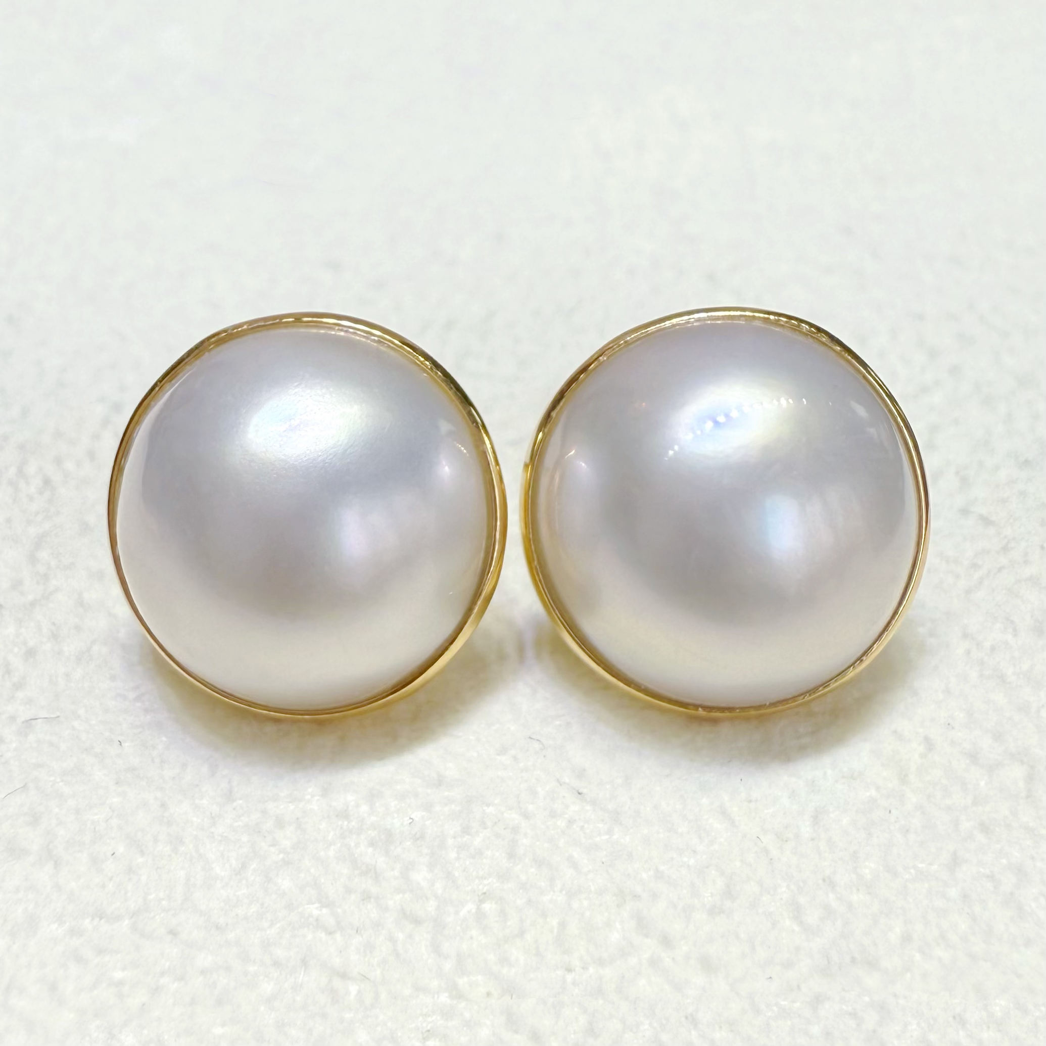 朕的珠高级感正白色简约简包款纯天然海水马贝耳钉18K金时尚百搭