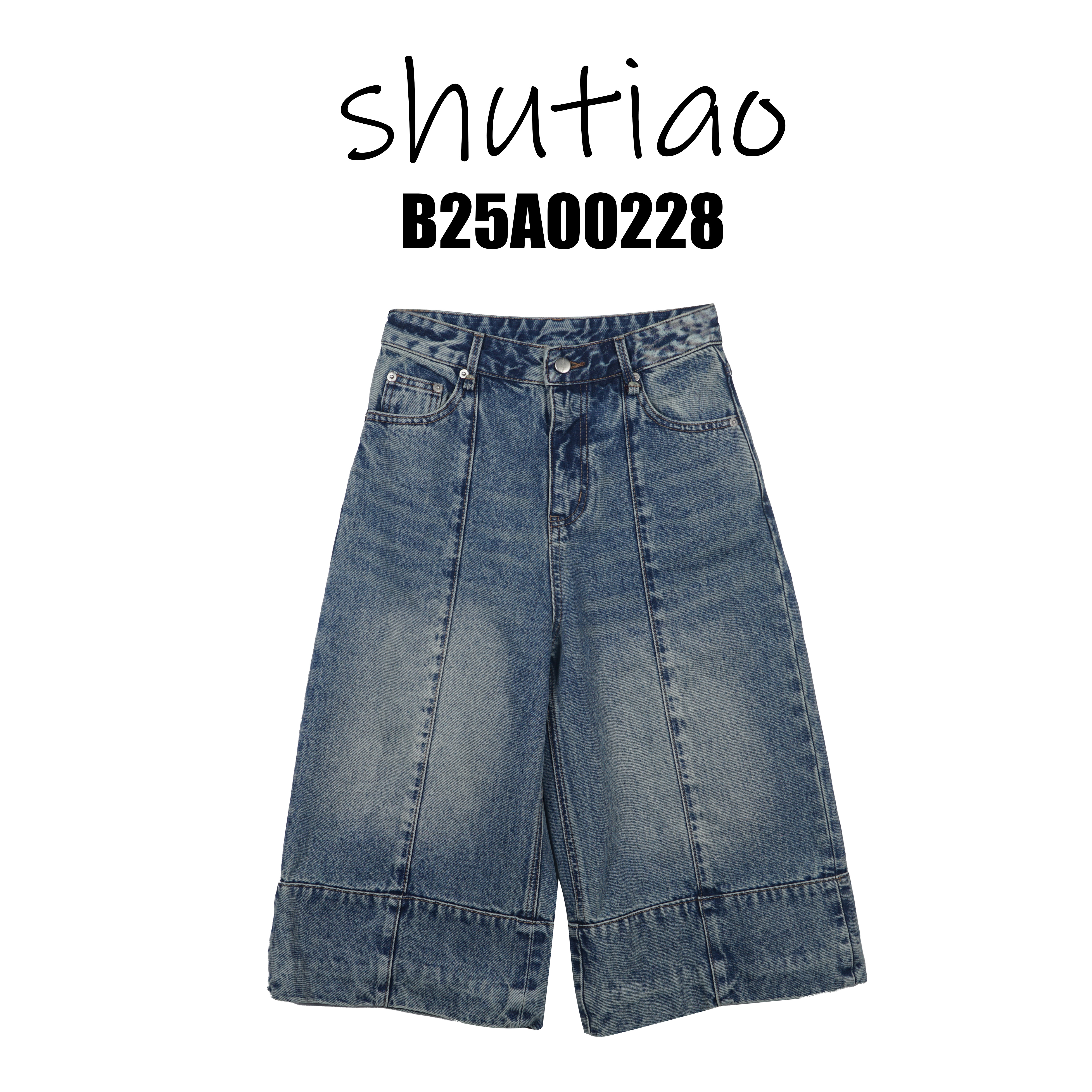 【SHUTIAO】2025春夏：新款小众设计款中裤B25A00228