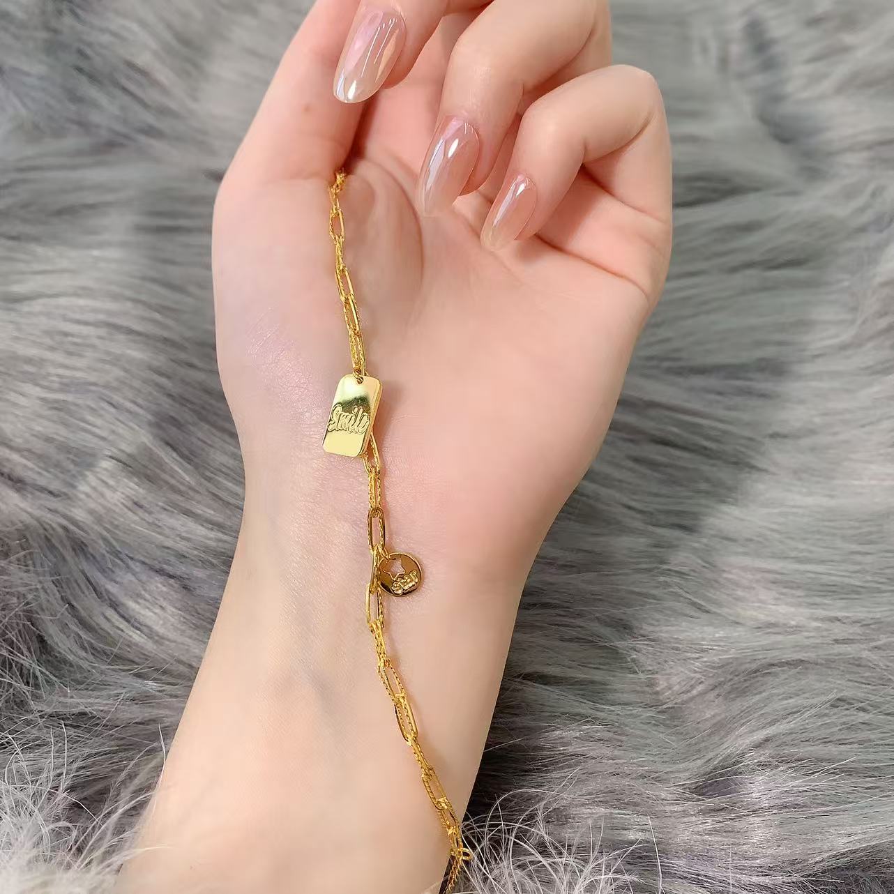 【伟新源】足金999 5G工艺 笑脸牌手链6.33克