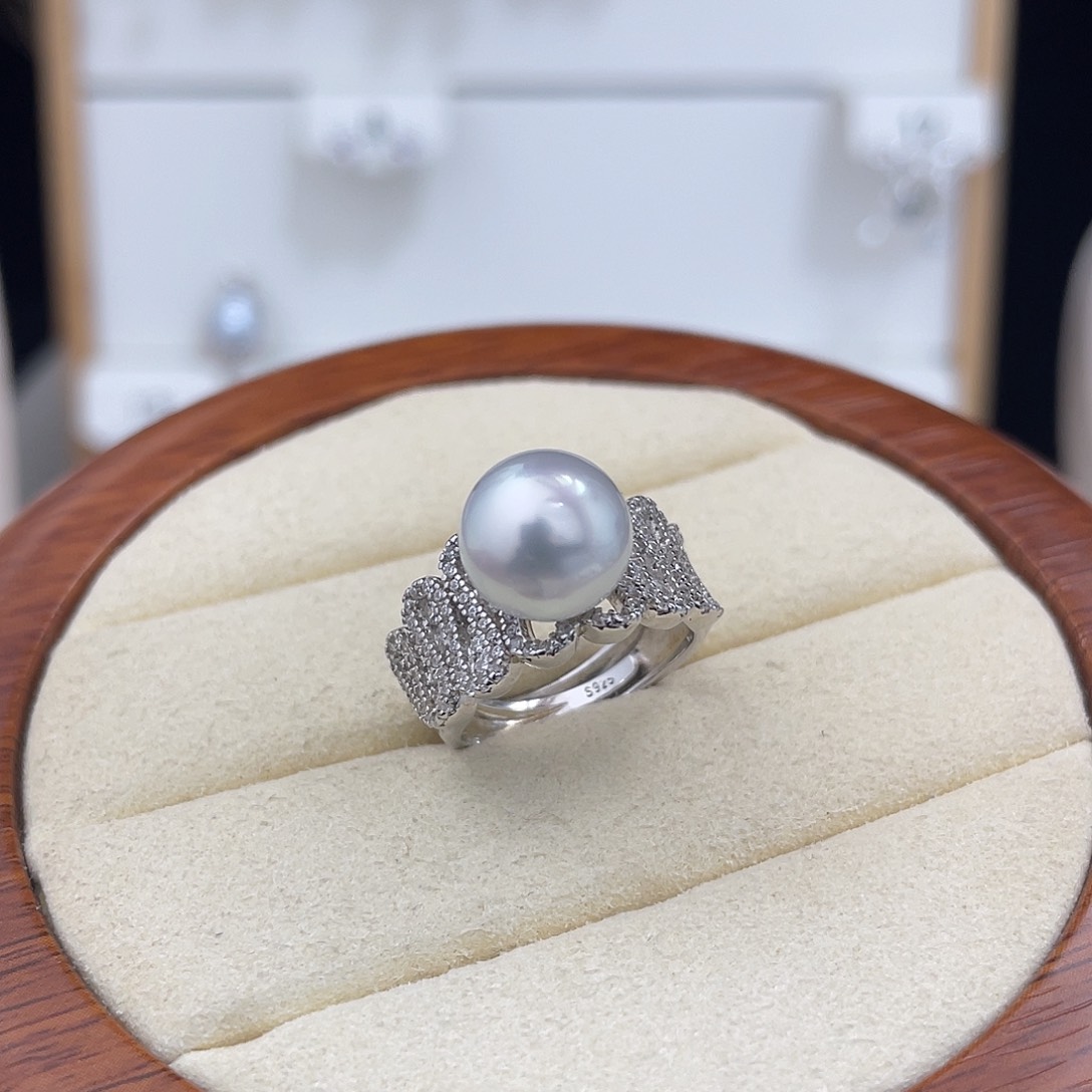 海水珍珠戒指银S925镶嵌