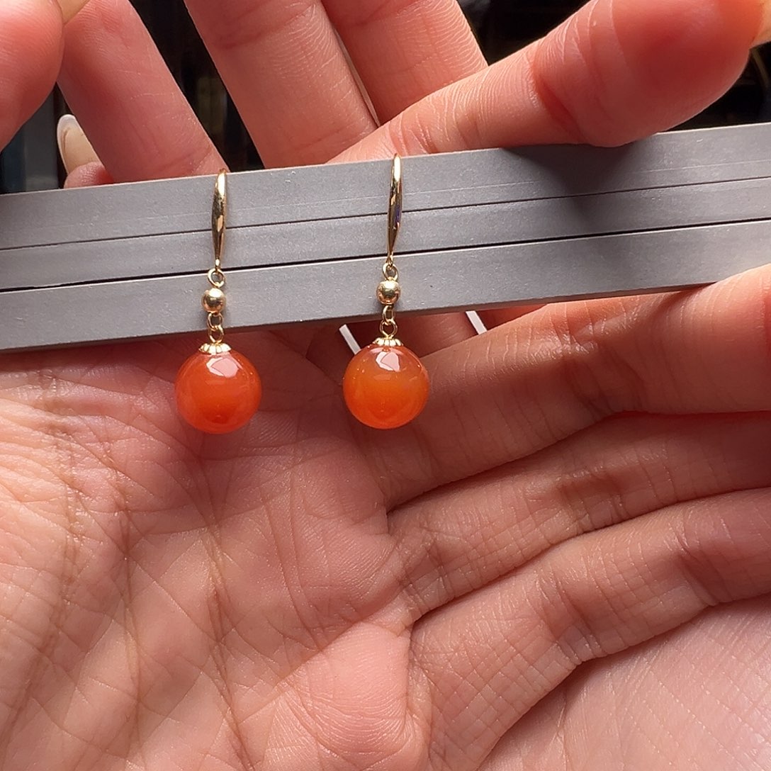 南红玛瑙项链18K金镶嵌HJ042