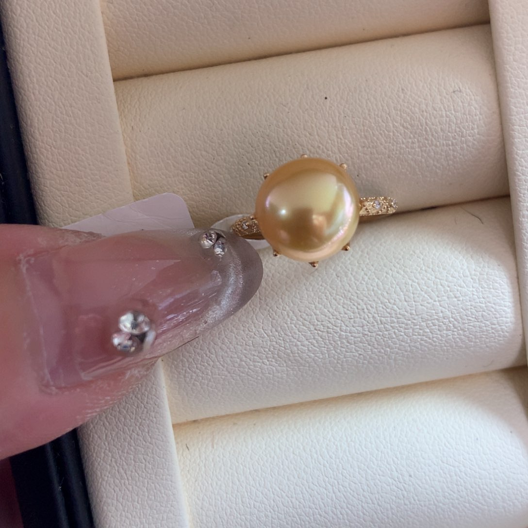 海水珍珠戒指18K金镶嵌