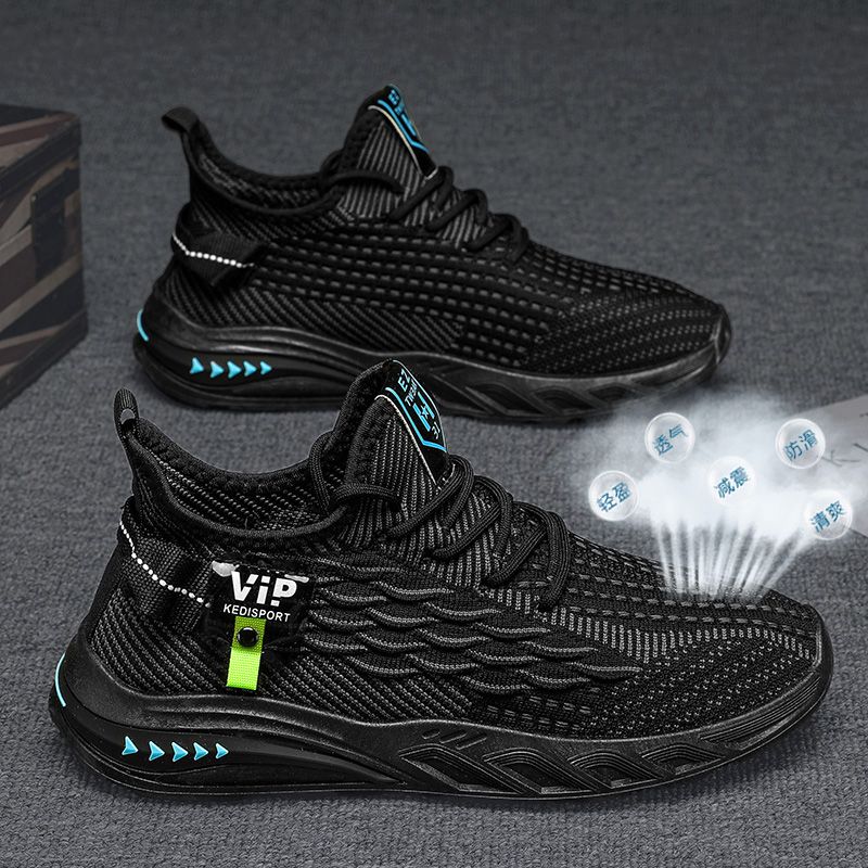 新款休闲男鞋潮流透气夏季飞织鞋子轻便百搭网鞋男运动鞋6386