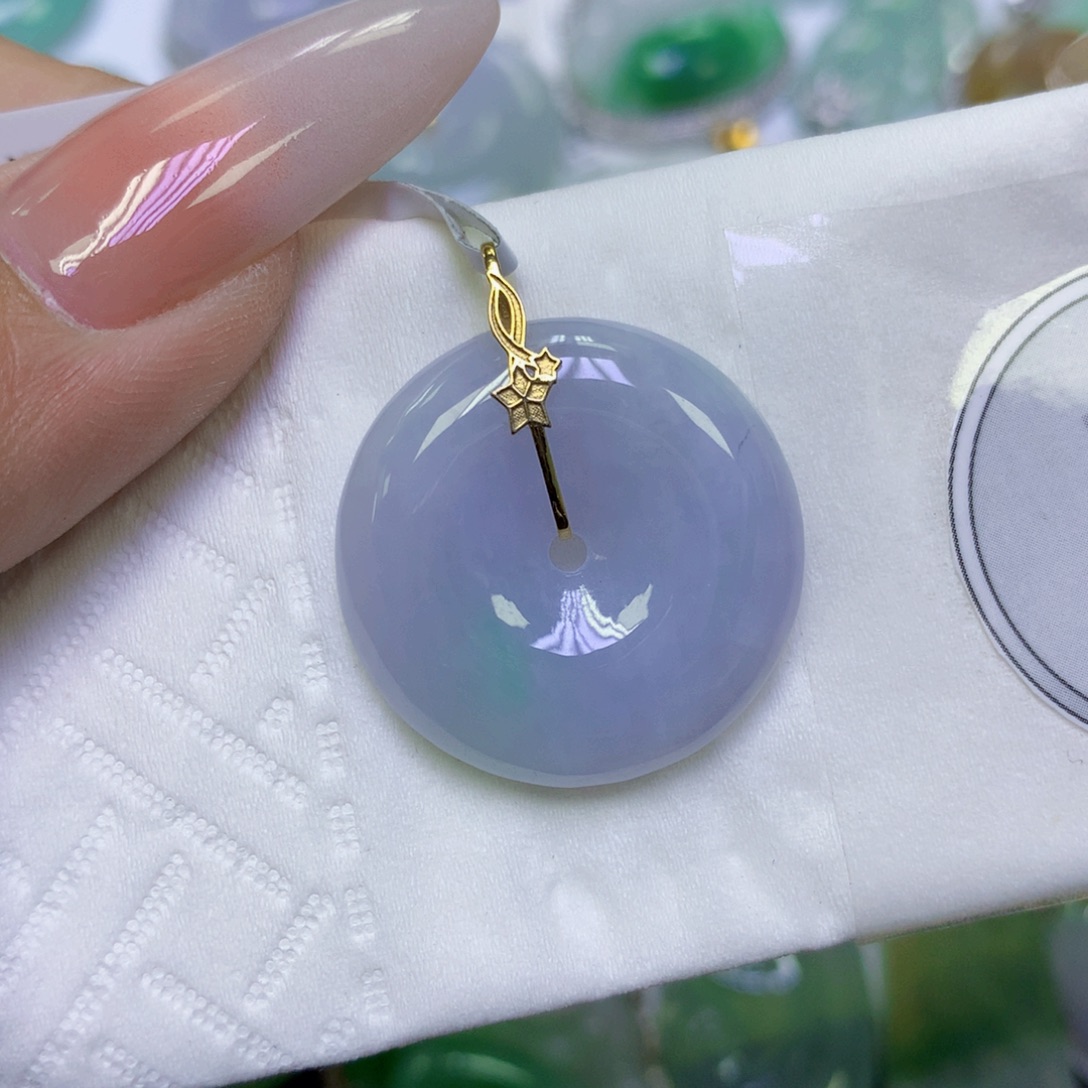 翡翠18K金镶嵌颈饰天然缅甸翡翠a货百元以上9元证书费自理