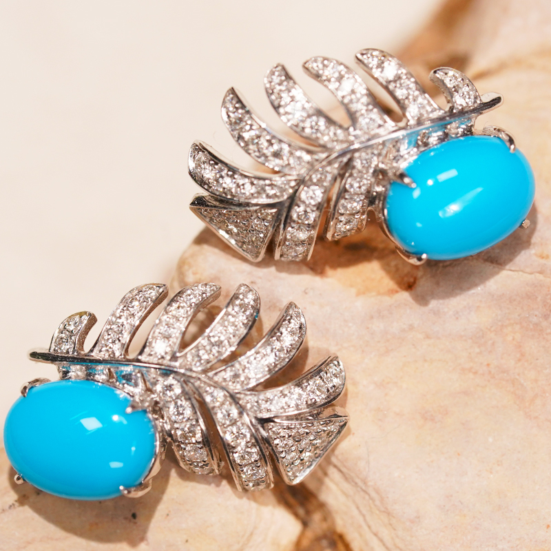 18k金美松绿松石“金枝玉叶”耳饰mse5