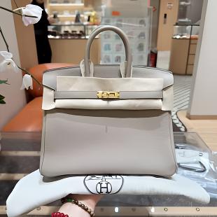 99新 Hermes/爱马仕 birkin 25 斑鸠灰 金扣 Togo 皮 