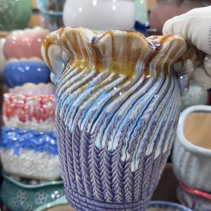 凑9快包邮，有孔，陶瓷花盆