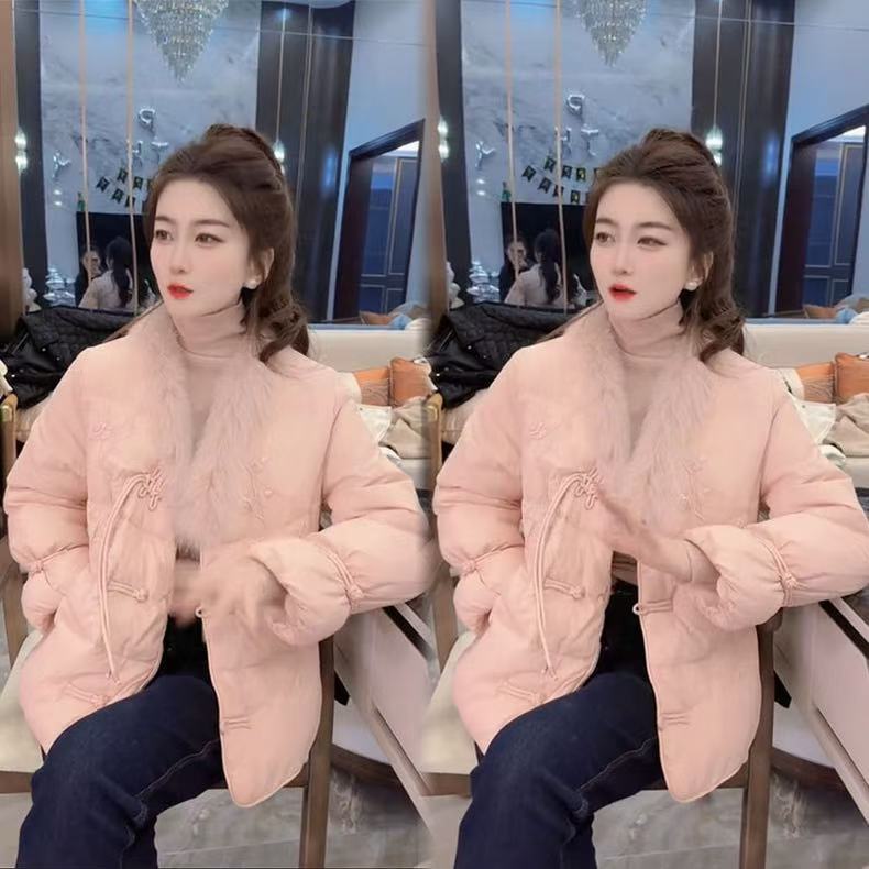 2025冬季新款复古新中式国潮民族风高级感棉服外套女盘扣绣花棉衣