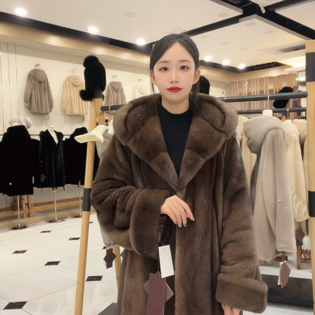 一米长咖色新款帽版