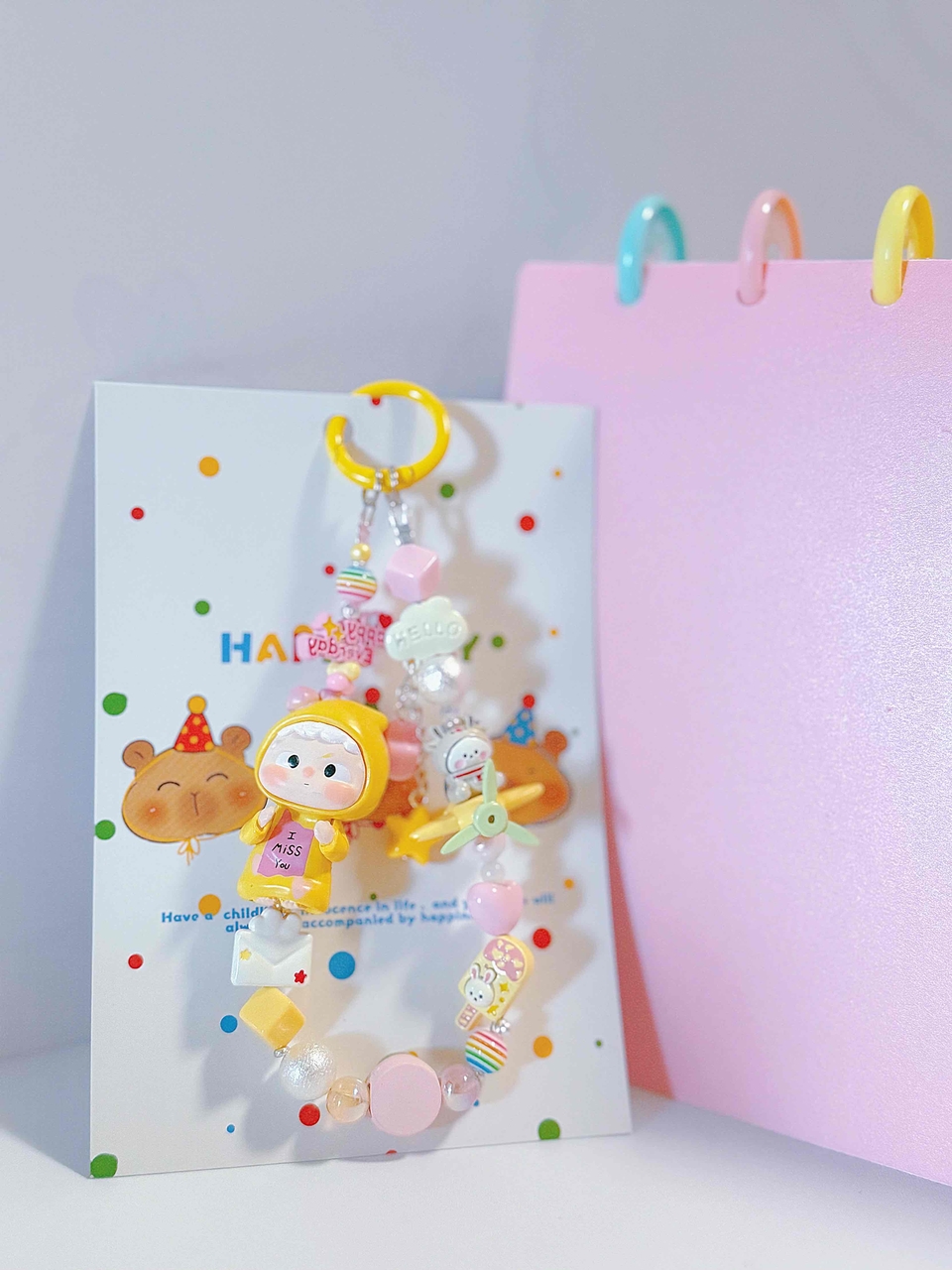 【米珠款】萌粒手工设计DIY小提溜钥匙扣潮玩新款挂件