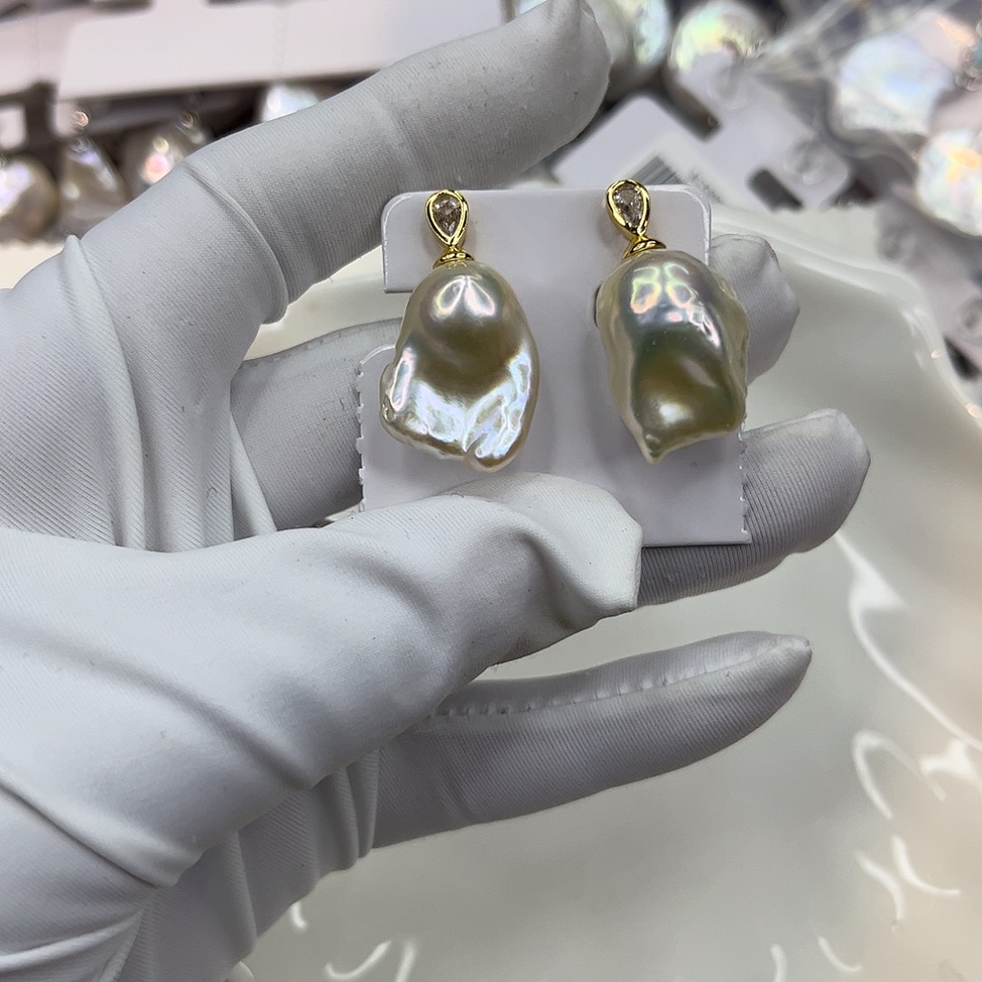 合金淡水珍珠耳饰