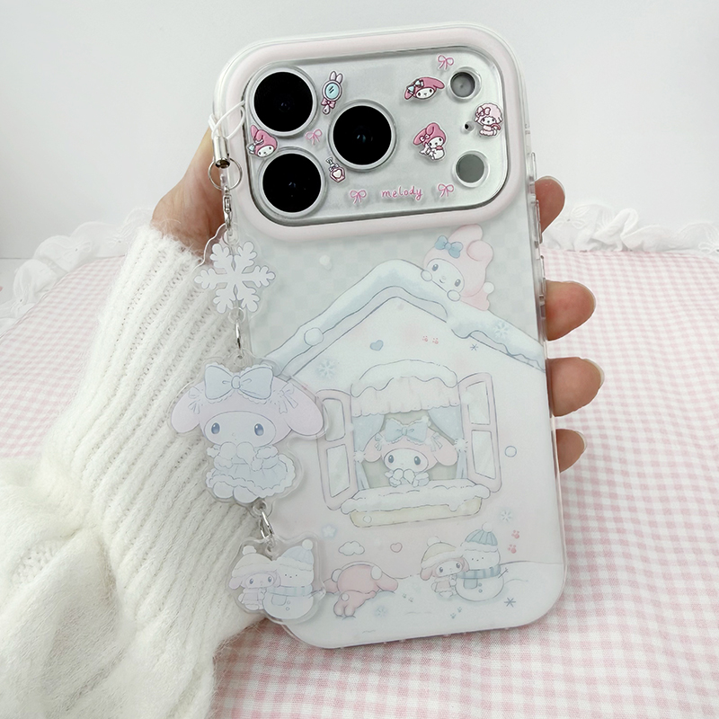 窗边看雪美乐蒂肤感imd双层卡通适用于17promax手机壳ins