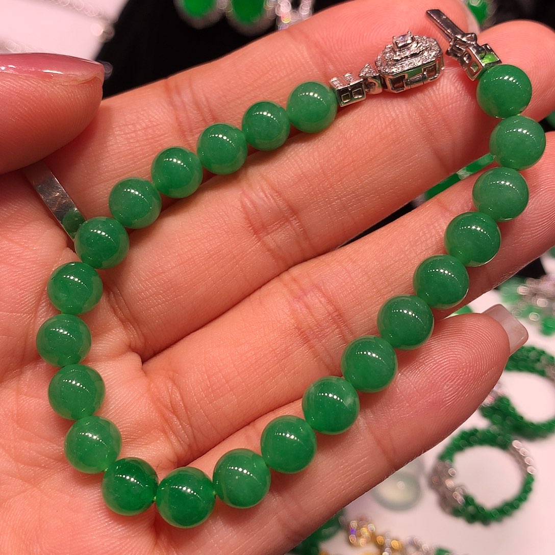 翡翠18K金镶嵌手链