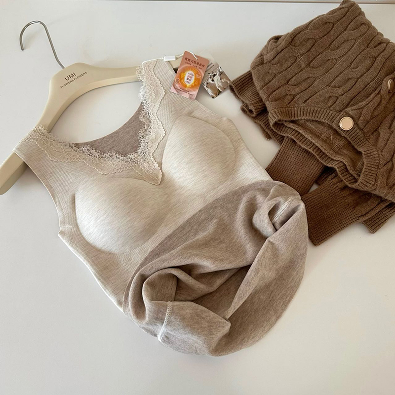 【免穿内衣】睫毛蕾丝边！蚕丝羊绒！内搭美背 A312