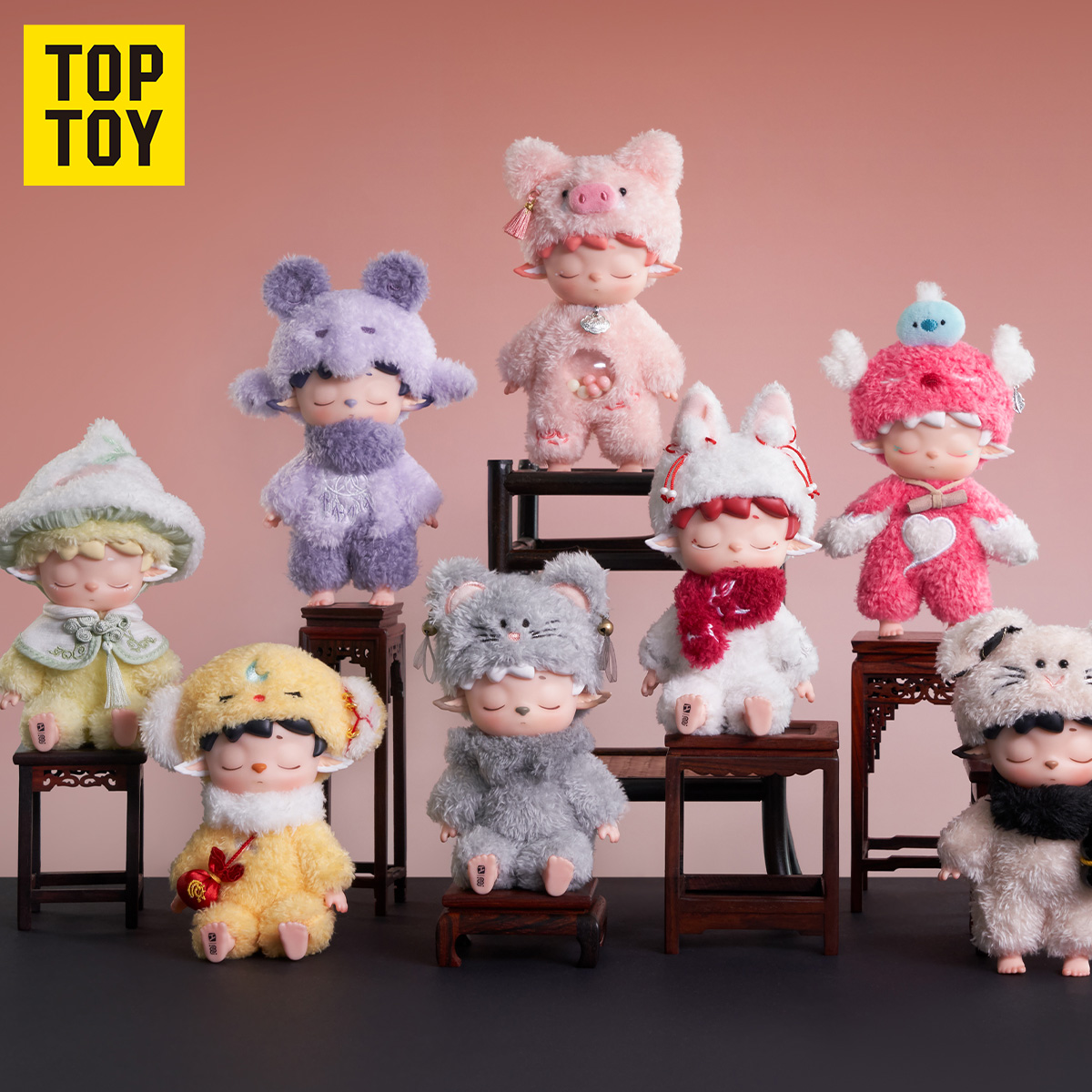 MIMI-无事小妖怪-搪胶毛绒盲盒生日儿童玩具圣诞礼物