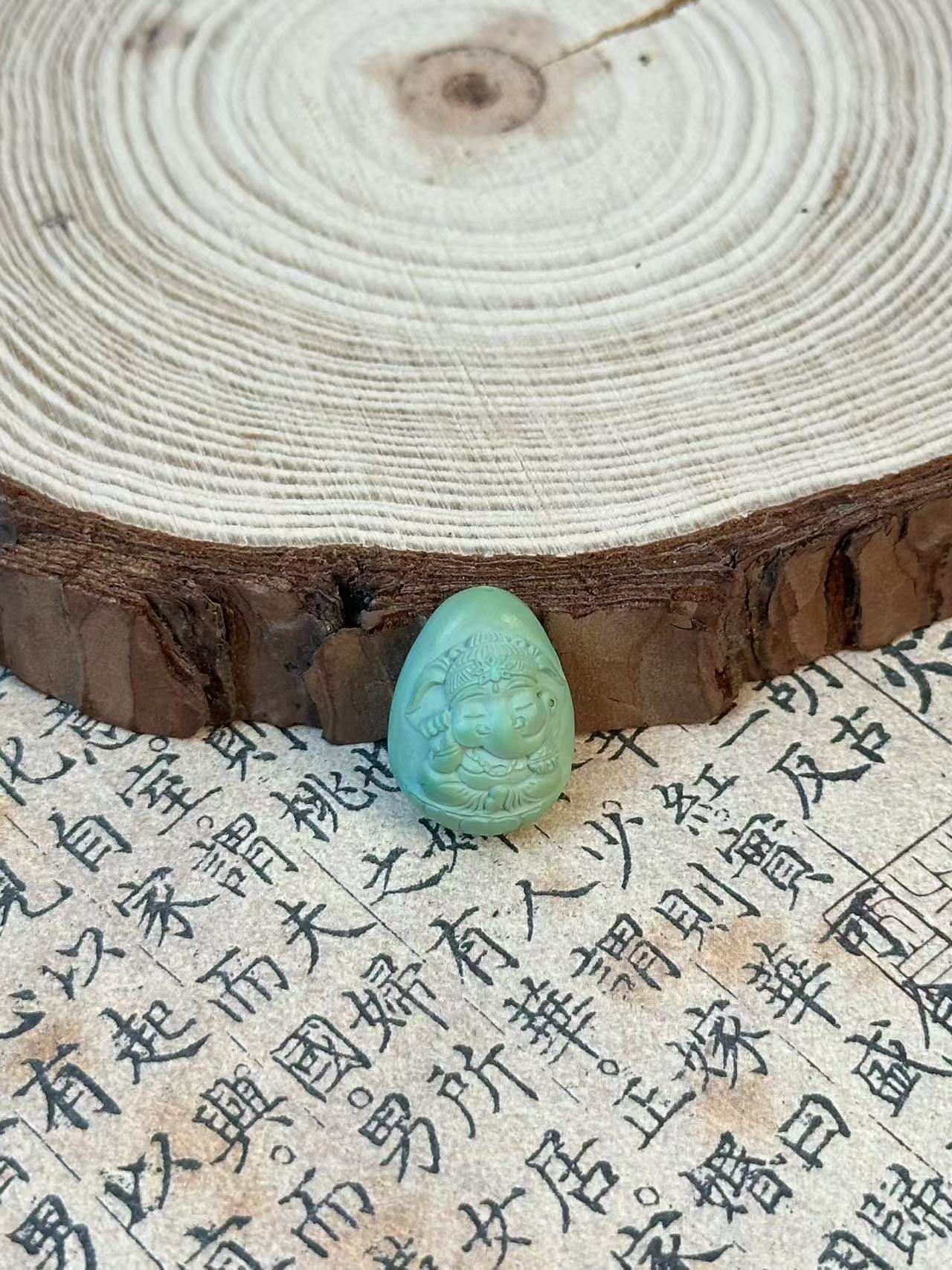 绿松石小象牌文玩女孩