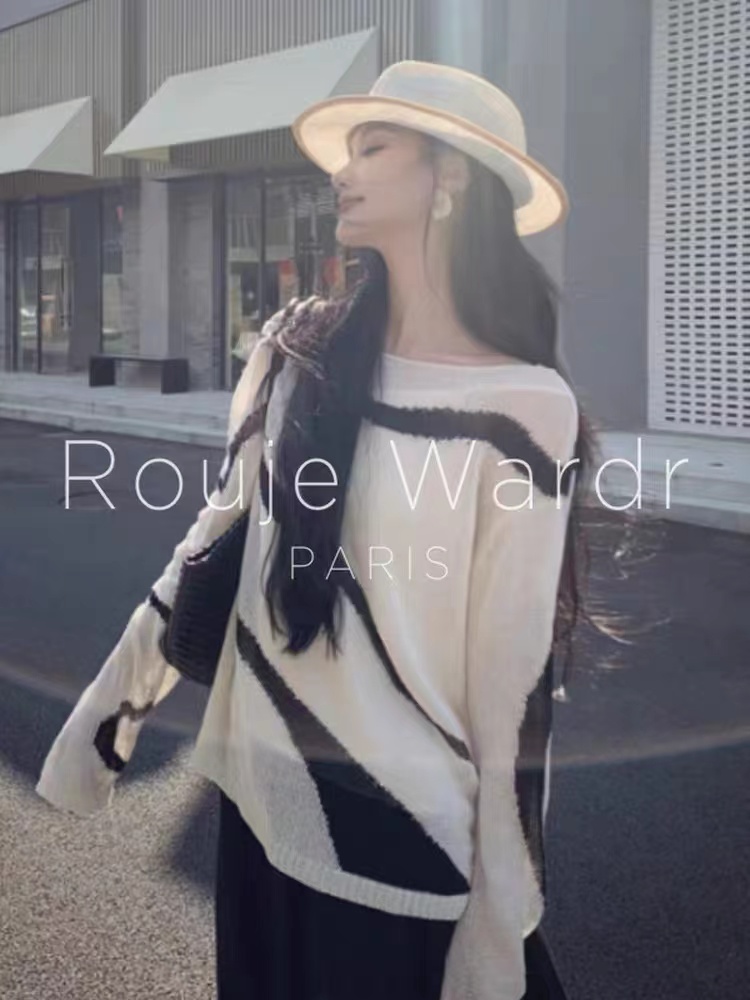 南油正品2025秋季新款设计师款小众法式复古斑马纹针织上衣