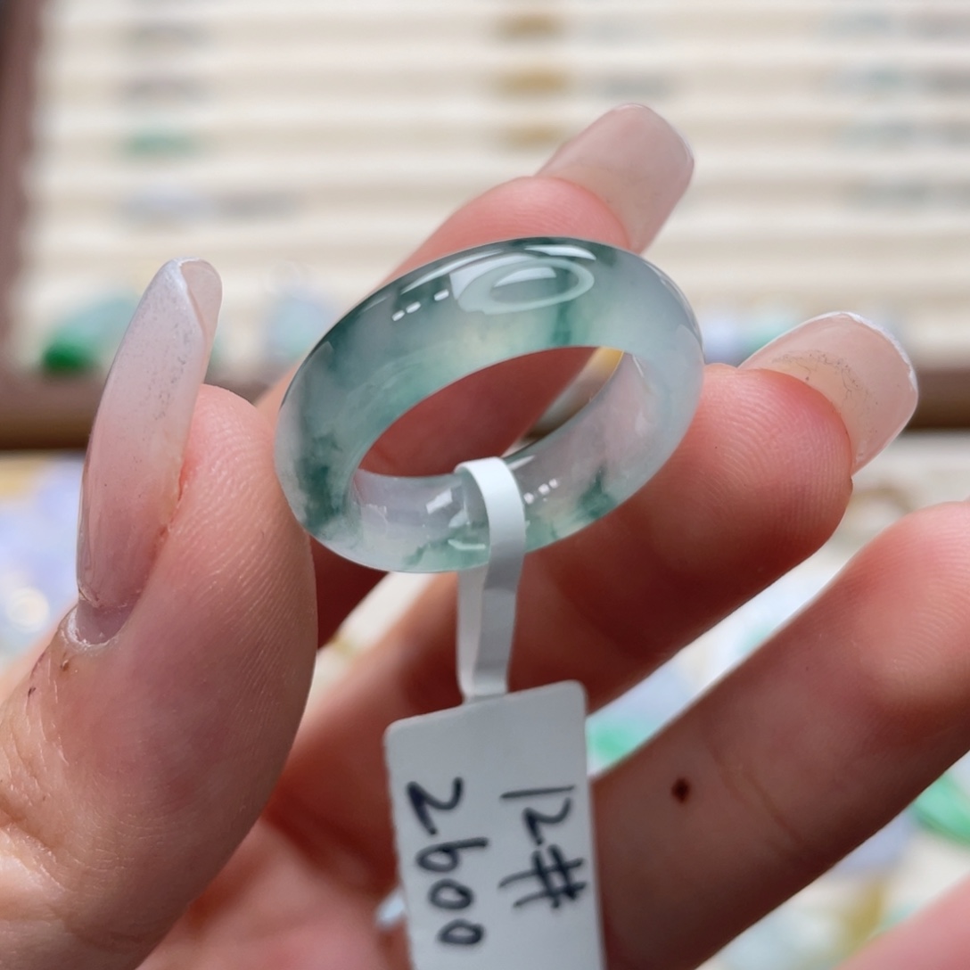 翡翠未镶嵌戒圈a20港圈12冰胶底冰飘花