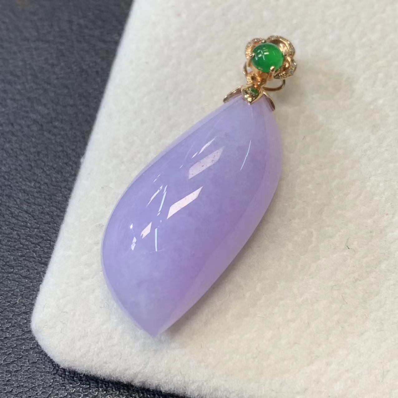 【金鑫】18K紫罗兰随型翡翠吊坠*红春紫罗兰吊坠缅甸翡翠A货不含链