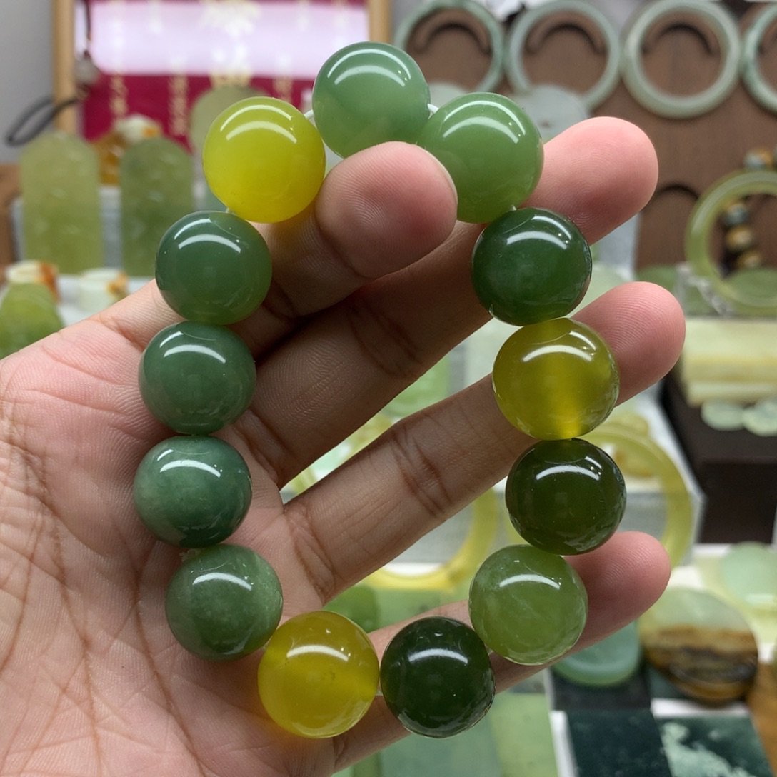 岫玉未镶嵌手串精美岫玉多宝手串