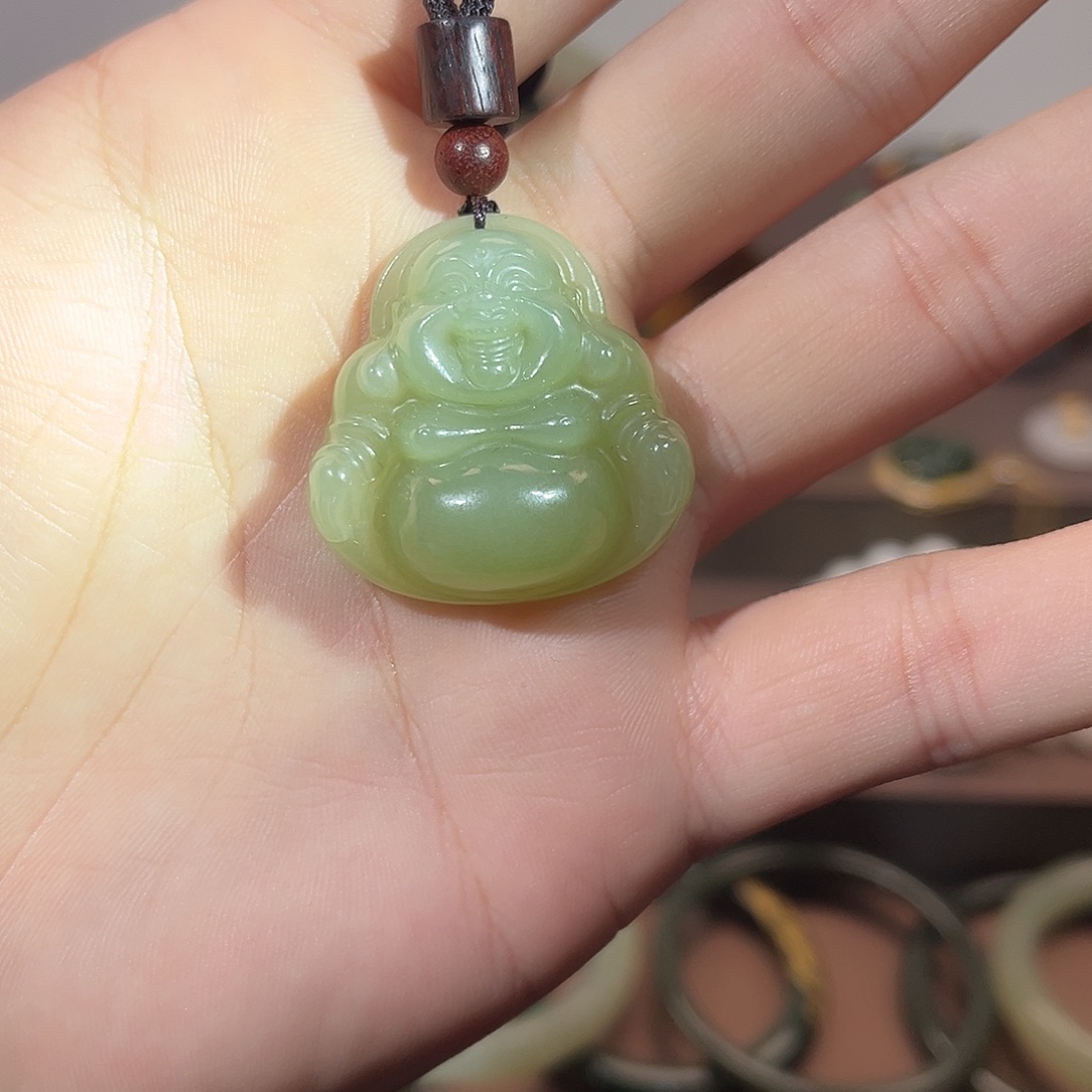 和田玉未镶嵌项链和田玉俄公吊坠